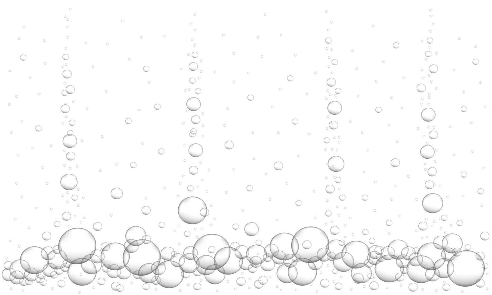 fondo de burbujas bajo el agua. bebida gaseosa carbonatada, cerveza, champán, seltzer, cola, soda, textura de limonada. corriente de agua de mar o acuario vector