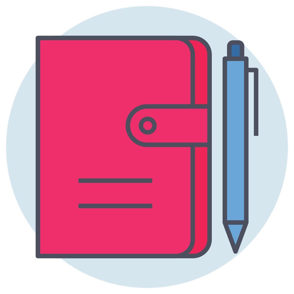 Filled color outline icon for notebook. vector
