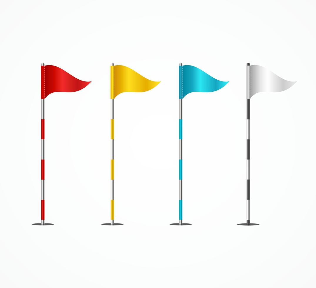 Realistic 3d Detailed Golf Flag Set. Vector