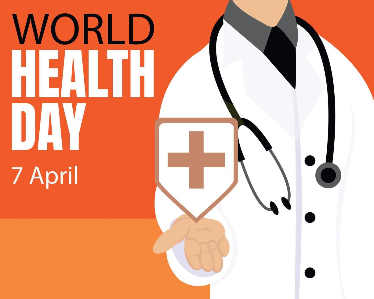illustration vector graphic of a doctor carrying the red cross symbol, perfect for international day, world health day, celebrate, greeting card, etc.