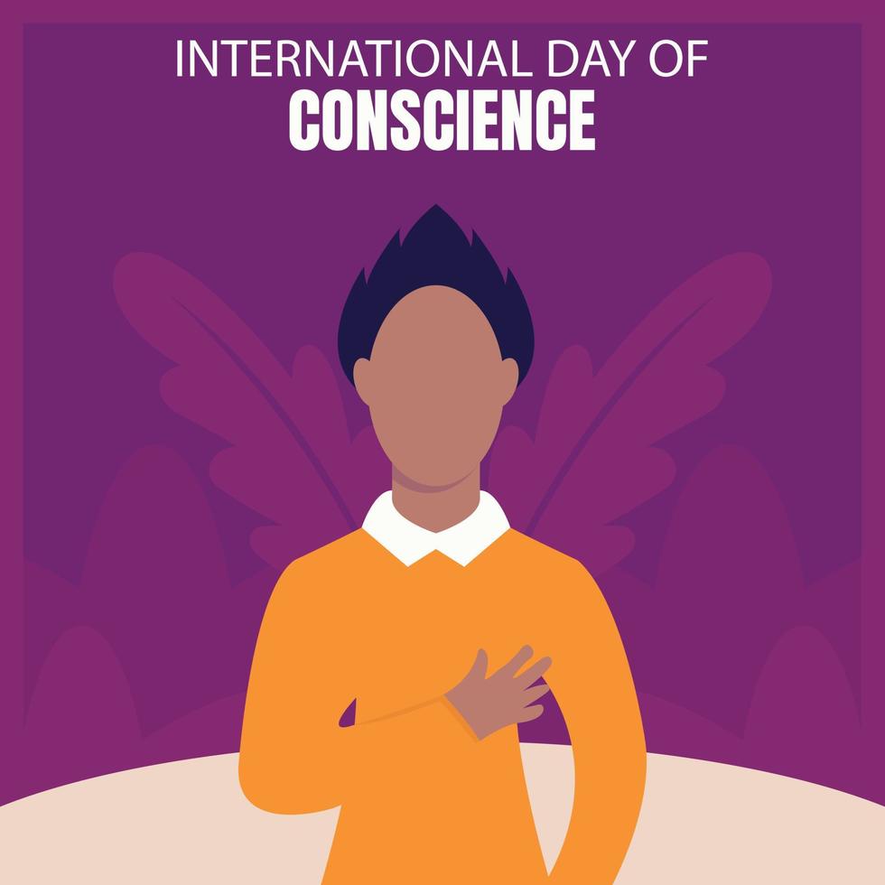 illustration vector graphic of a man holding his chest, perfect for international day, international day of conscience, celebrate, greeting card, etc.