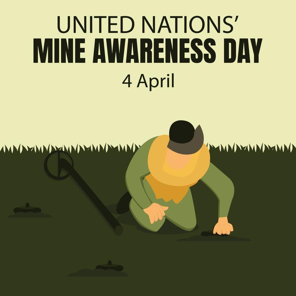 illustration vector graphic of a bomb squad checking a mine trap, perfect for international day, united nations mine awareness day, celebrate, greeting card, etc.