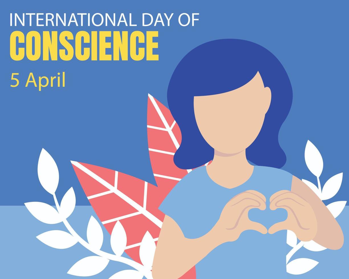 illustration vector graphic of a woman is making a heart symbol with her hand on her chest, perfect for international day, international day of conscience, celebrate, greeting card, etc.