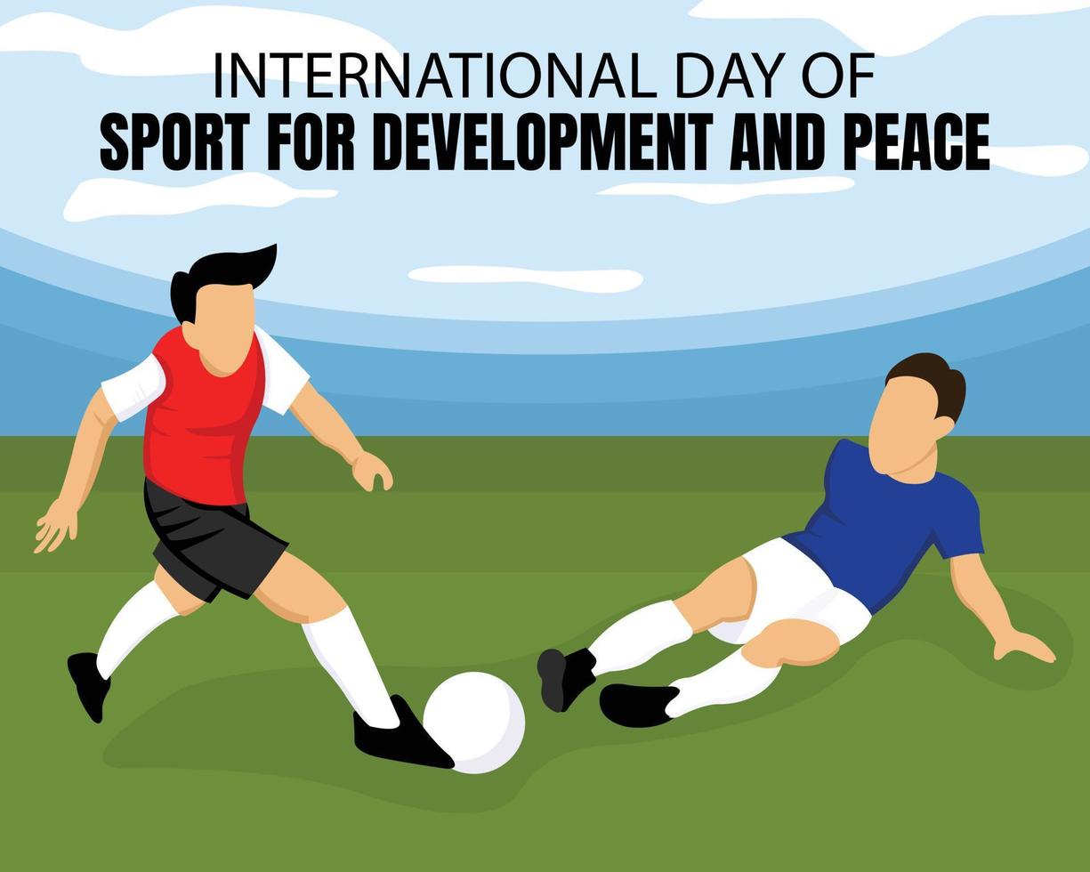 illustration vector graphic of a striker tackles another player, perfect for international day, sport for development and peace, celebrate, greeting card, etc.
