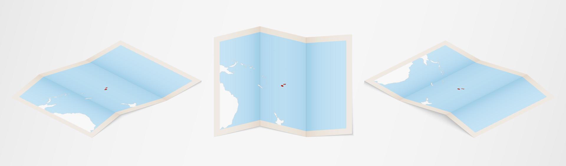 Folded map of Fiji in three different versions. vector