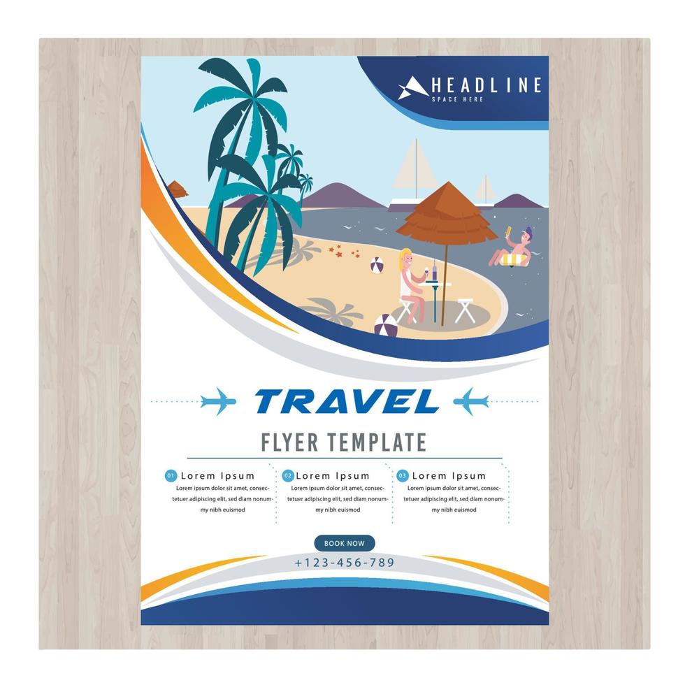 Modern company tours travel flyer design. Summer Holiday Tourism Brochure Template. vector