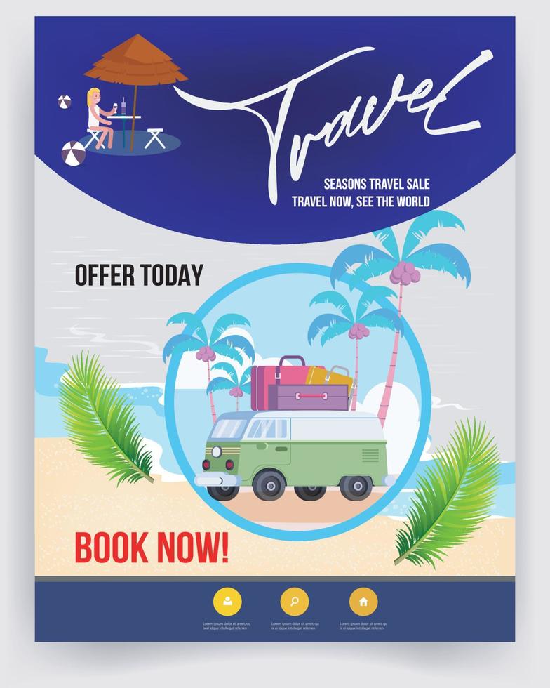 Modern company tours travel flyer design. Summer Holiday Tourism Brochure Template. vector