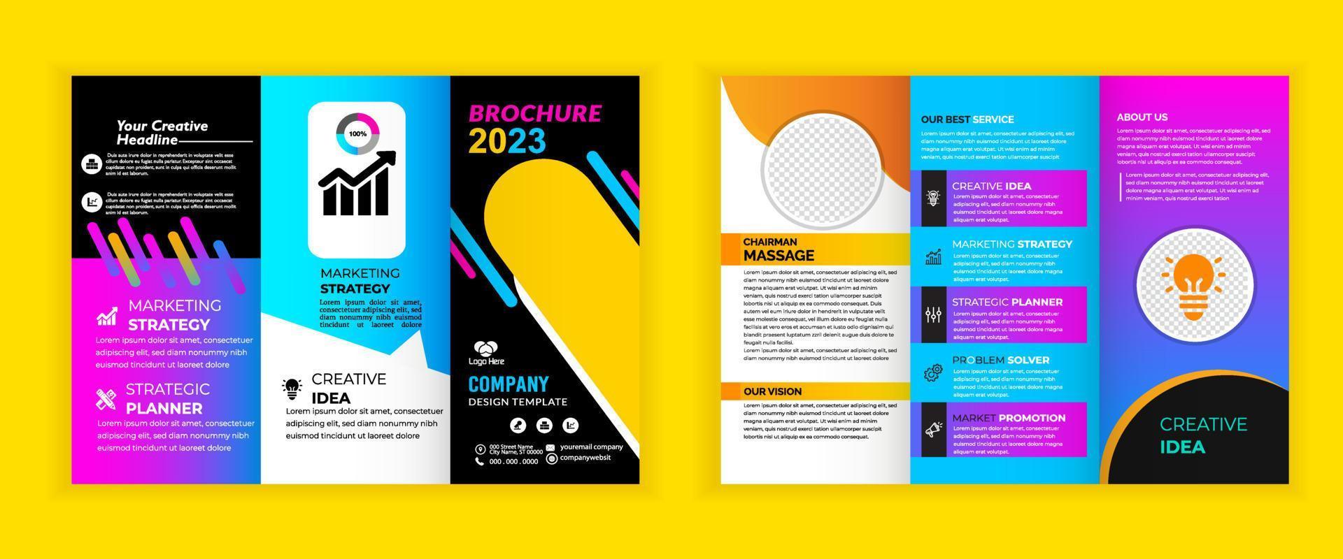 Creative Modern trifold business Leaflet brochure template. Corporate minimalist folding layout. Creative Flyer template flat design set. geometric business brochure. Professional abstract brochure. vector