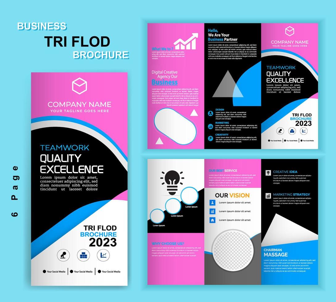 Creative Modern trifold business Leaflet brochure template. Corporate minimalist folding layout. Creative Flyer template flat design set. geometric business brochure. Professional abstract brochure. vector
