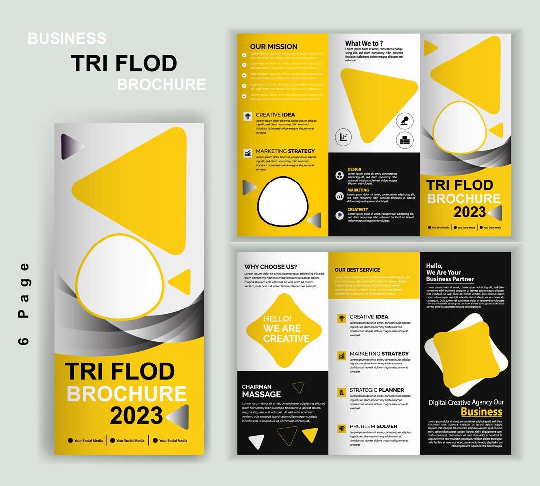 plantilla de folleto de folleto comercial tríptico moderno creativo. diseño plegable minimalista corporativo. conjunto de diseño plano de plantilla de volante creativo. folleto comercial geométrico. folleto abstracto profesional. vector