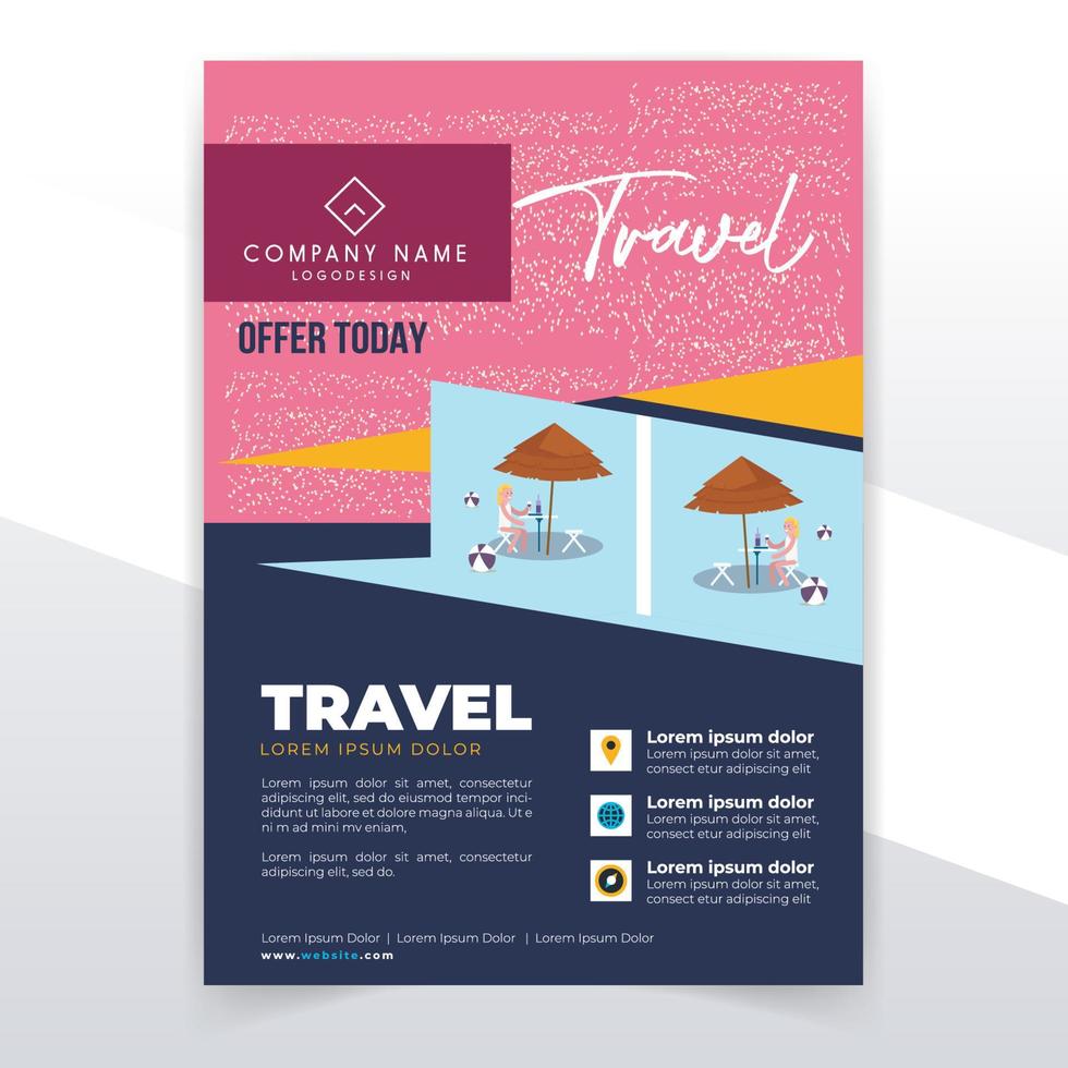 Modern company tours travel flyer design. Summer Holiday Tourism Brochure Template. vector