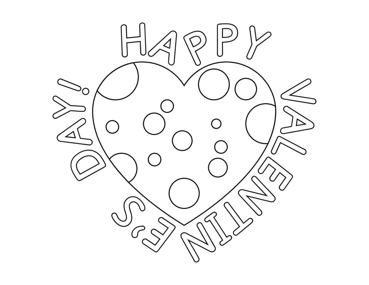 Happy Valentine Day coloring page for kids. Greeting card. Fine motor skills vector