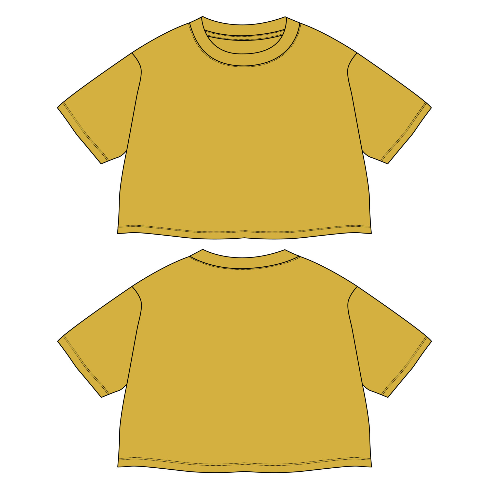 Camiseta de manga larga tops vector de dibujo plano de moda técnica  plantilla de color amarillo para damas