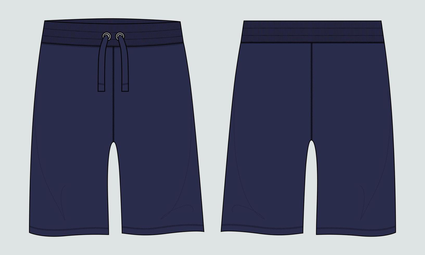 Boys Sweat Shorts vector fashion flat sketch template. Young Men Technical Drawing Fashion art Illustration.