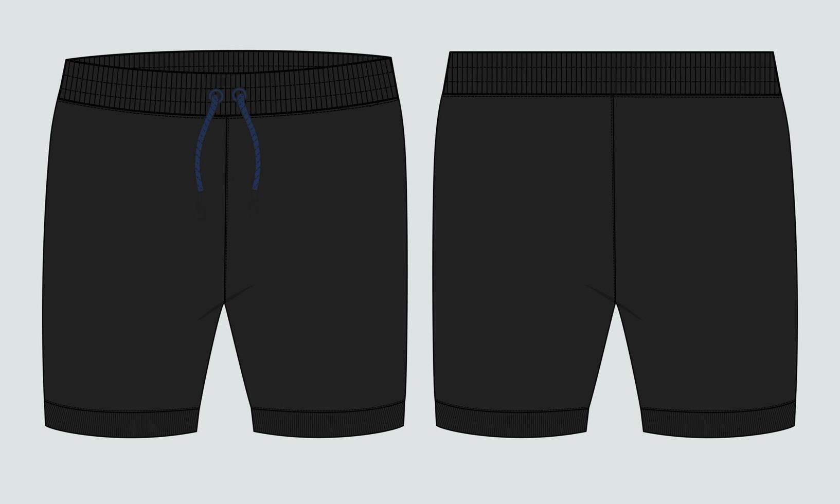 Boys Sweat Shorts vector fashion flat sketch template. Young Men Technical Drawing Fashion art Illustration.