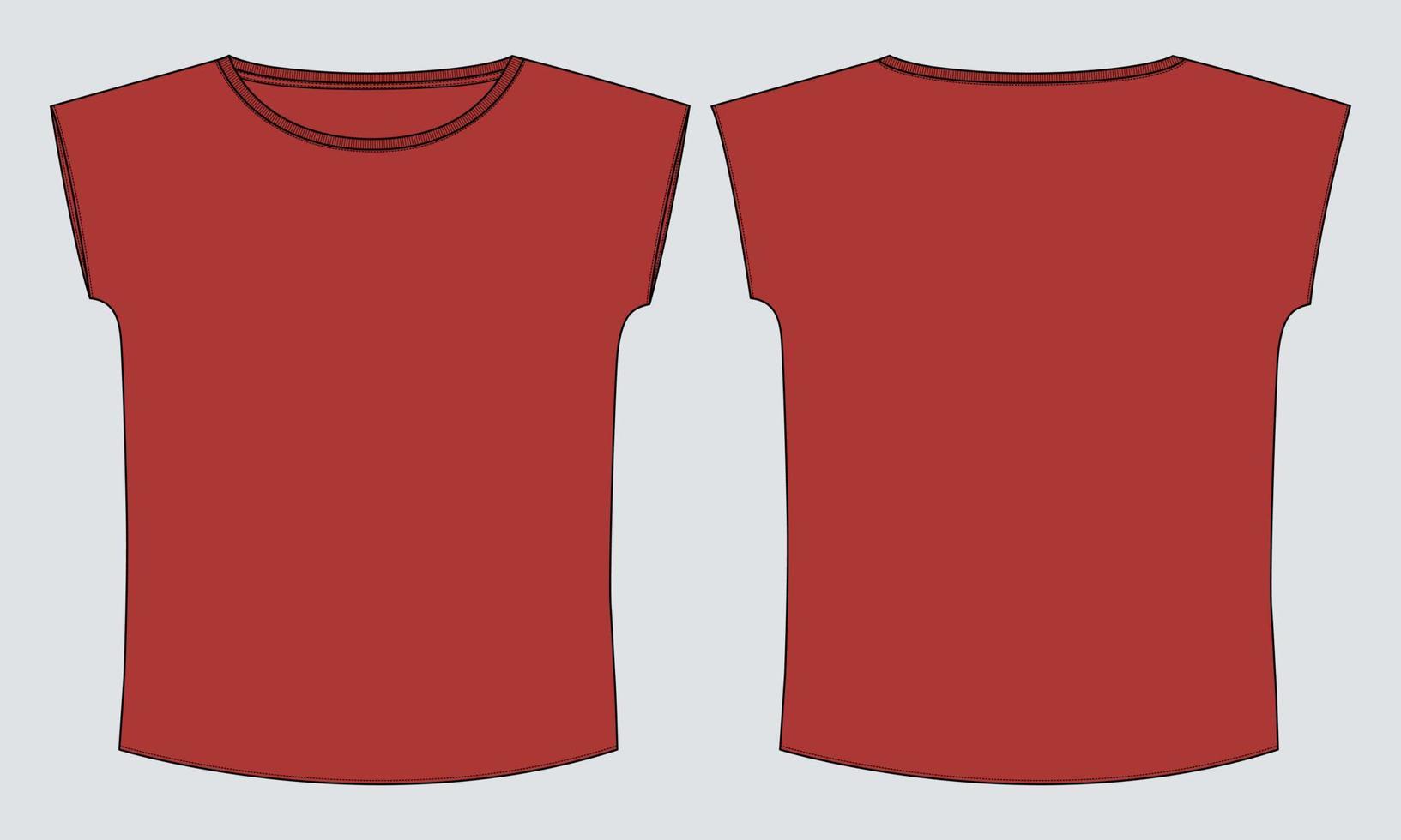 Women's Top. Oversize shirt apparel overall technical fashion flats sketch vector template front and back views.
