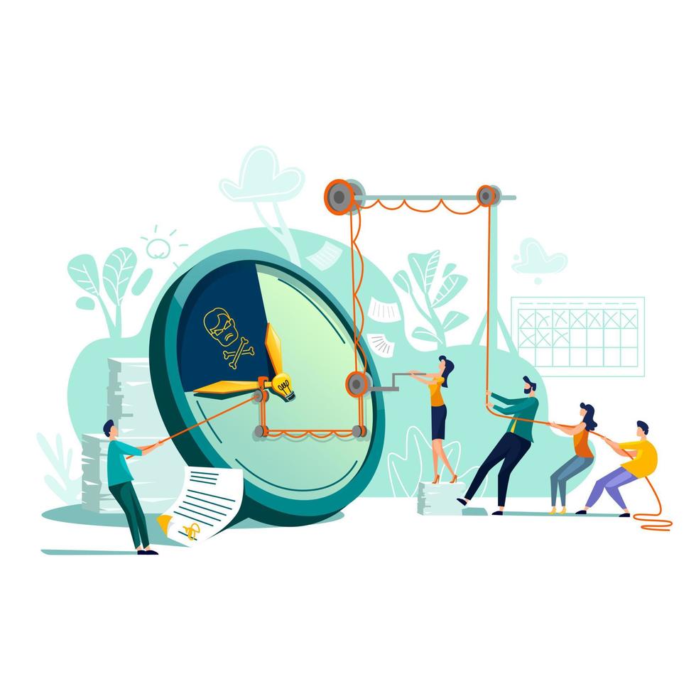 Deadline, time management business concept vector