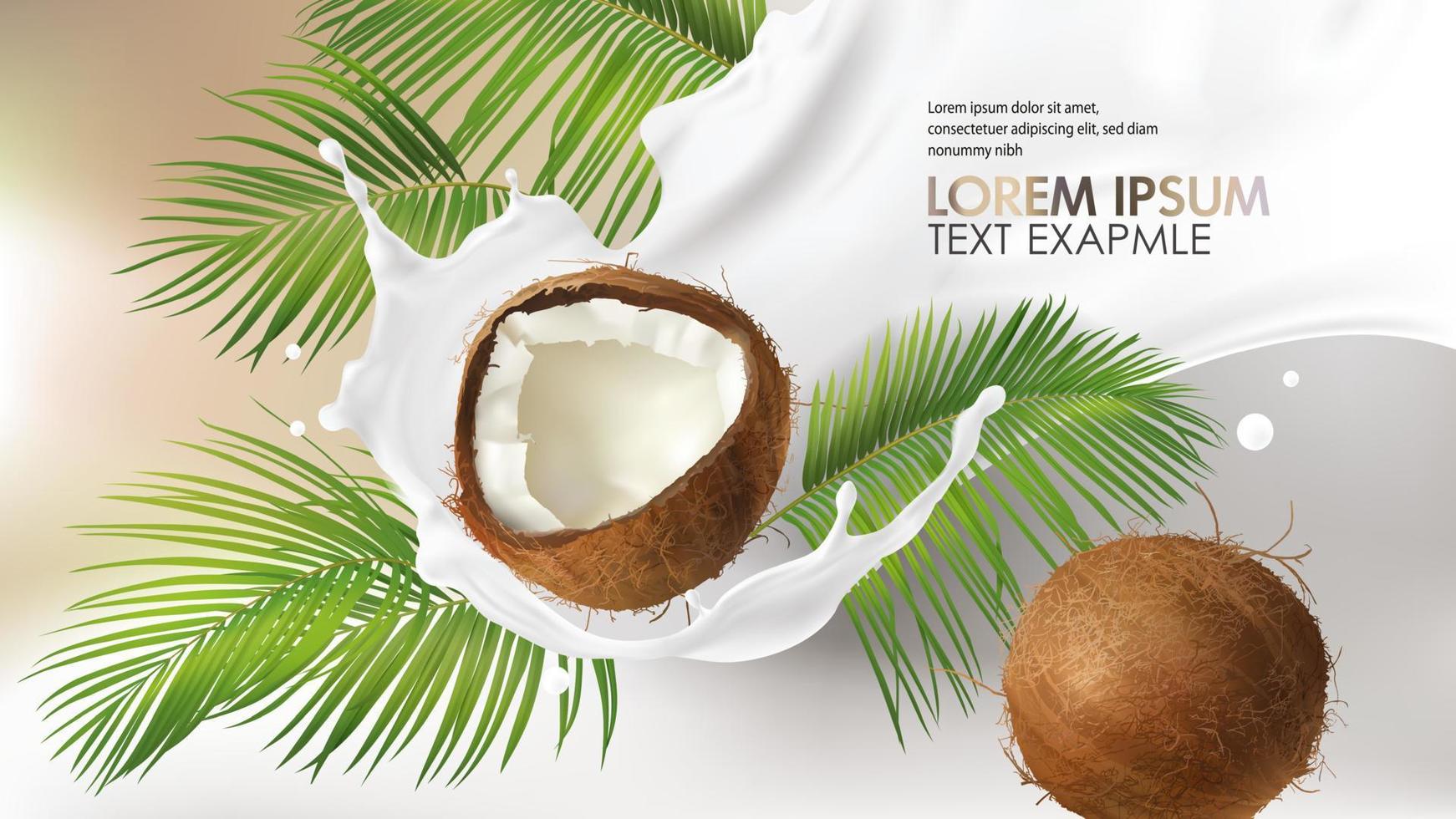 Coconut milk splash swirl realistic vector