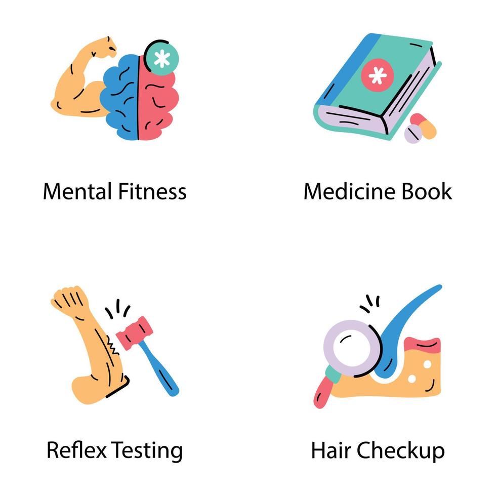 Basic Treatment and Medical Study Hand Drawn Icons vector