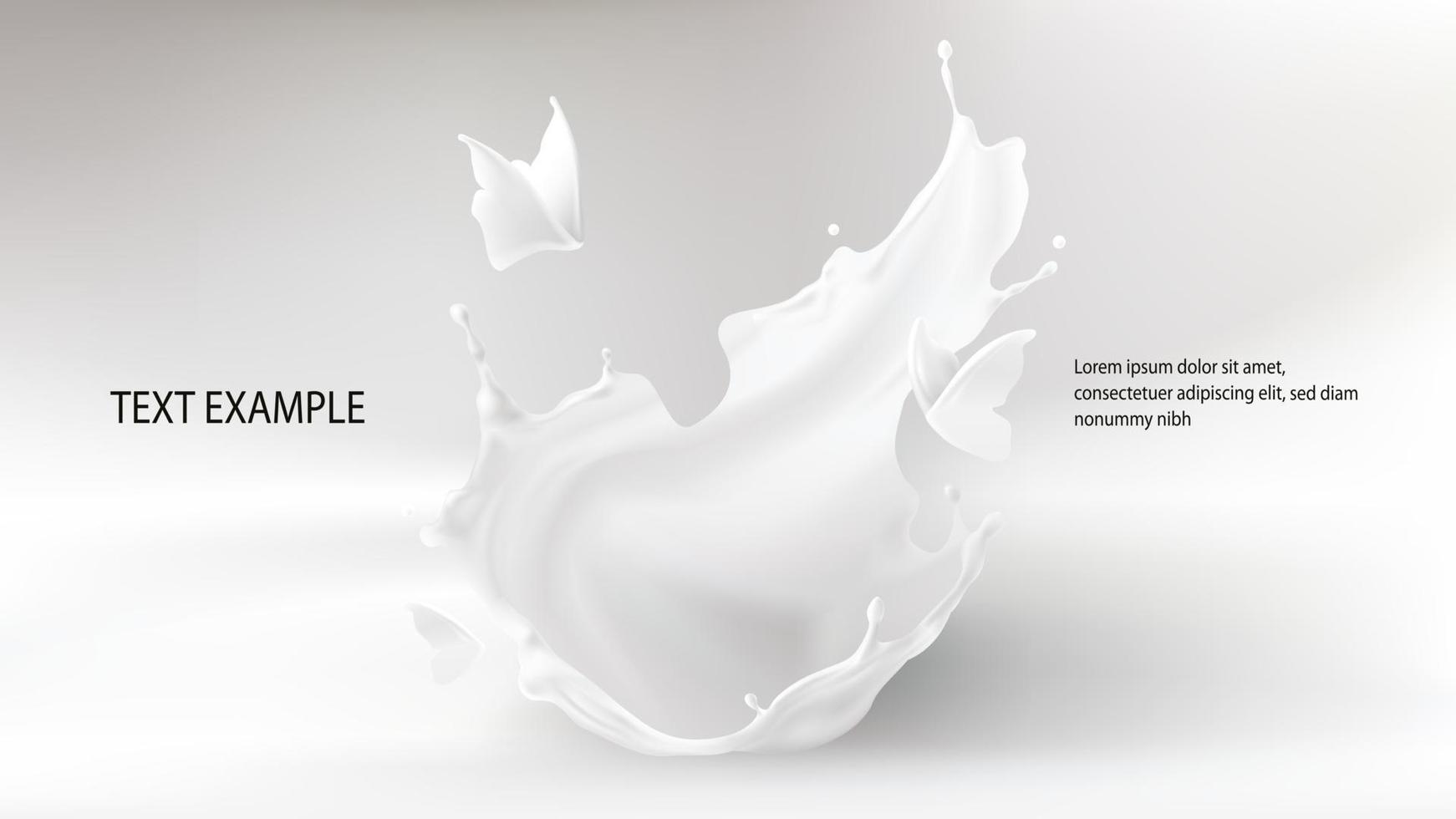 Milk splash, crown shape and butterfly silhouettes vector