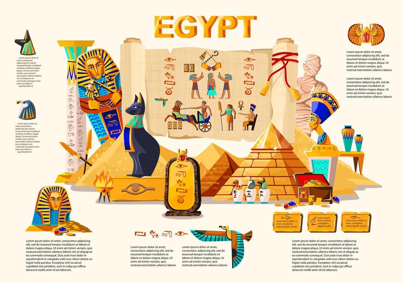 Ancient Egypt infographic travel concept vector