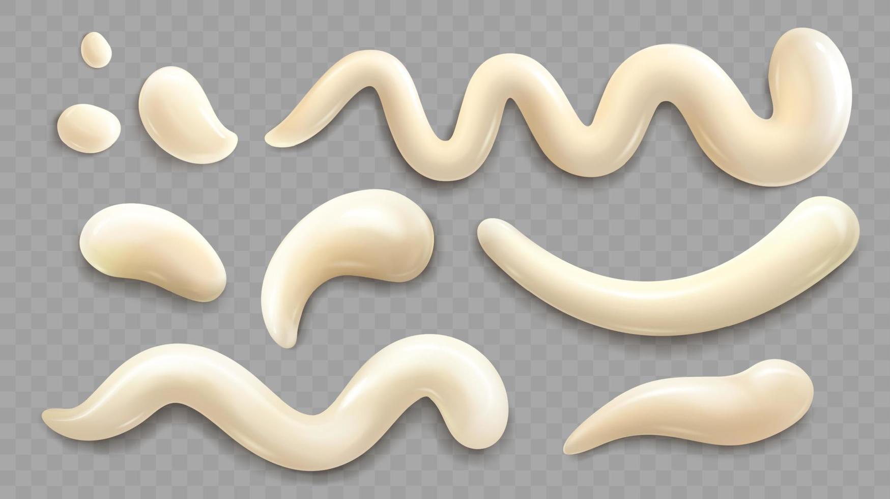 Drips of mayonnaise, cheese sauce or vanilla cream vector