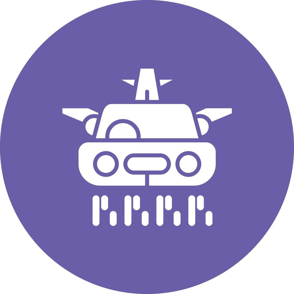 Flying Car Glyph Circle Background Icon vector