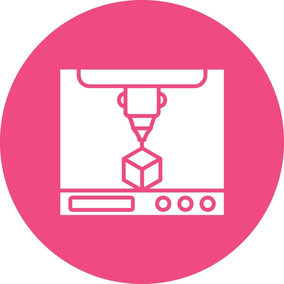 3D Printing Glyph Circle Background Icon vector