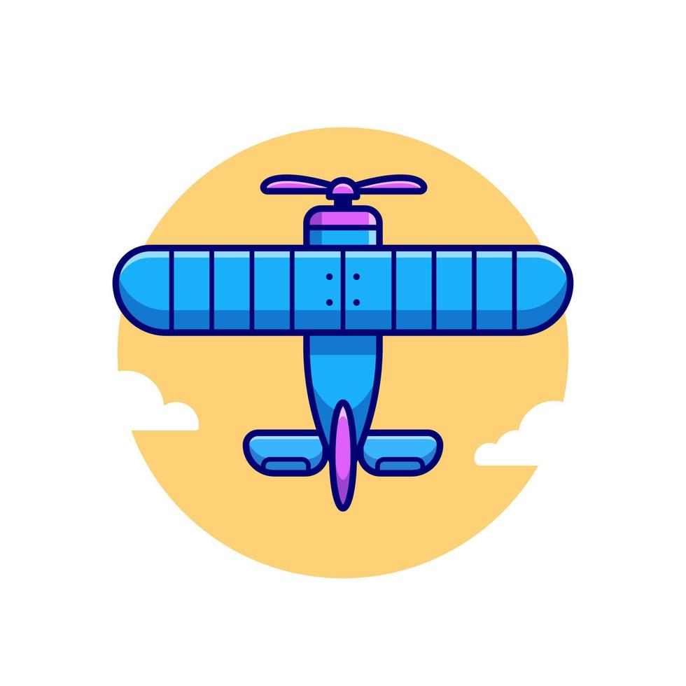 Vintage Plane Cartoon Vector Icon Illustration. Air Transportation Icon Concept Isolated Premium Vector. Flat Cartoon Style