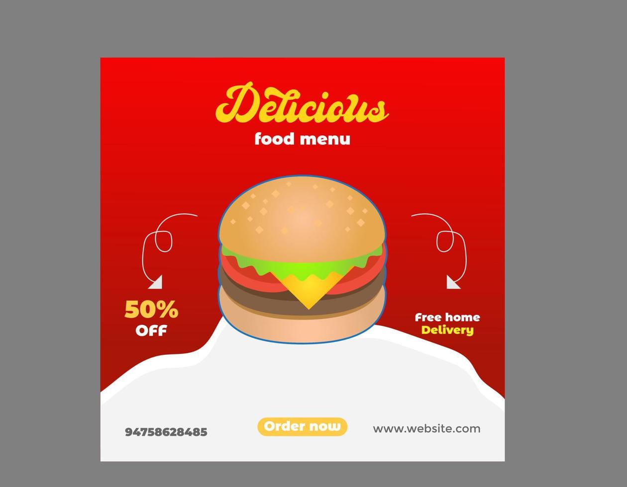 banner de menú de comida plantilla de redes sociales pro vector