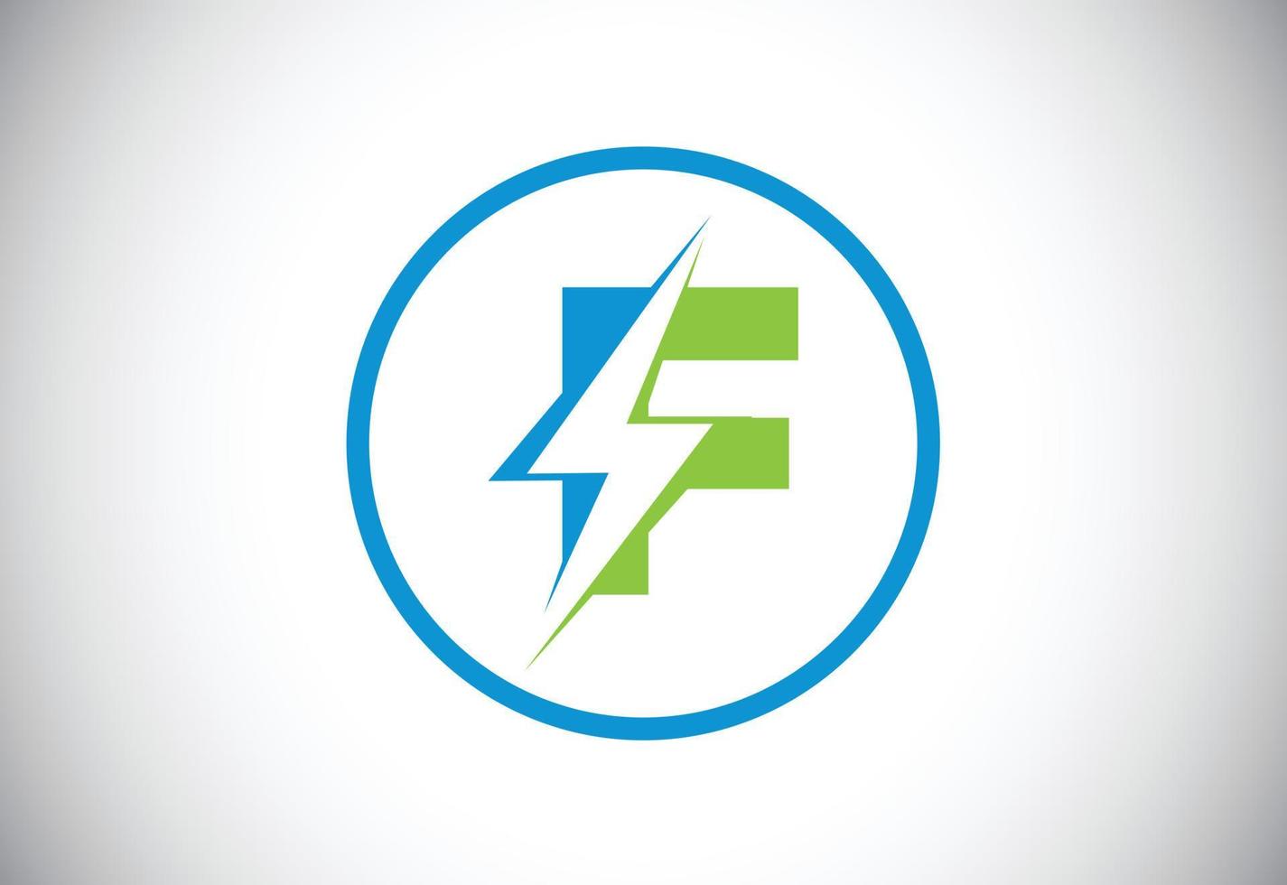 diseño inicial del logotipo de la letra f con rayo de iluminación. vector de logotipo de letra de perno eléctrico