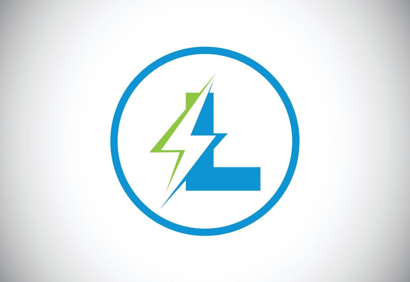 Initial L letter logo design with lighting thunder bolt. Electric bolt letter logo vector