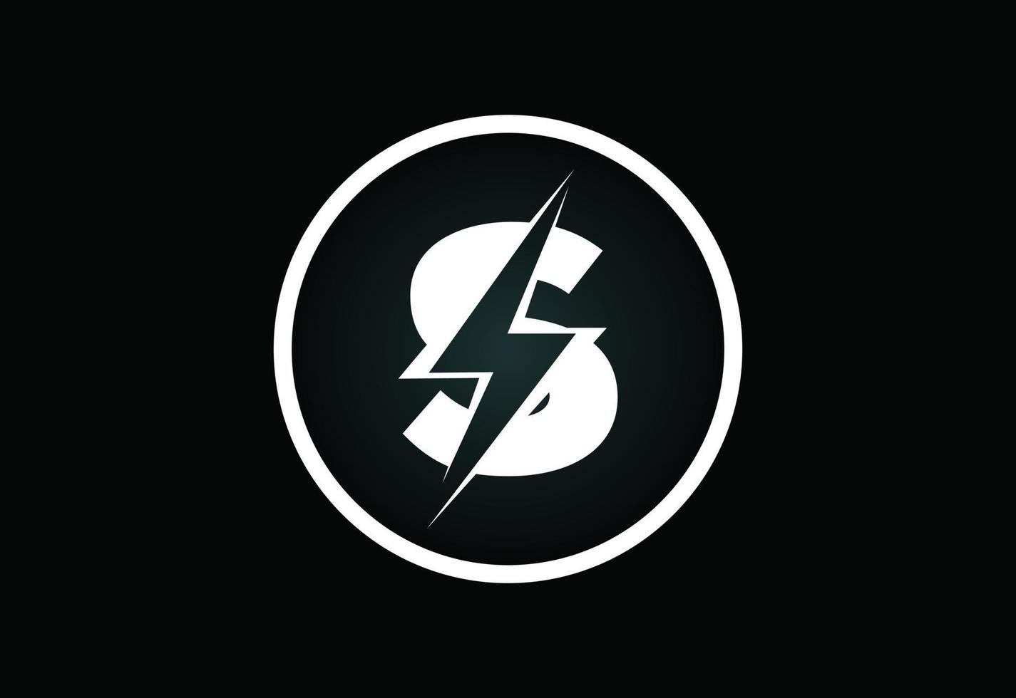 Initial S letter logo design with lighting thunder bolt. Electric bolt letter logo vector