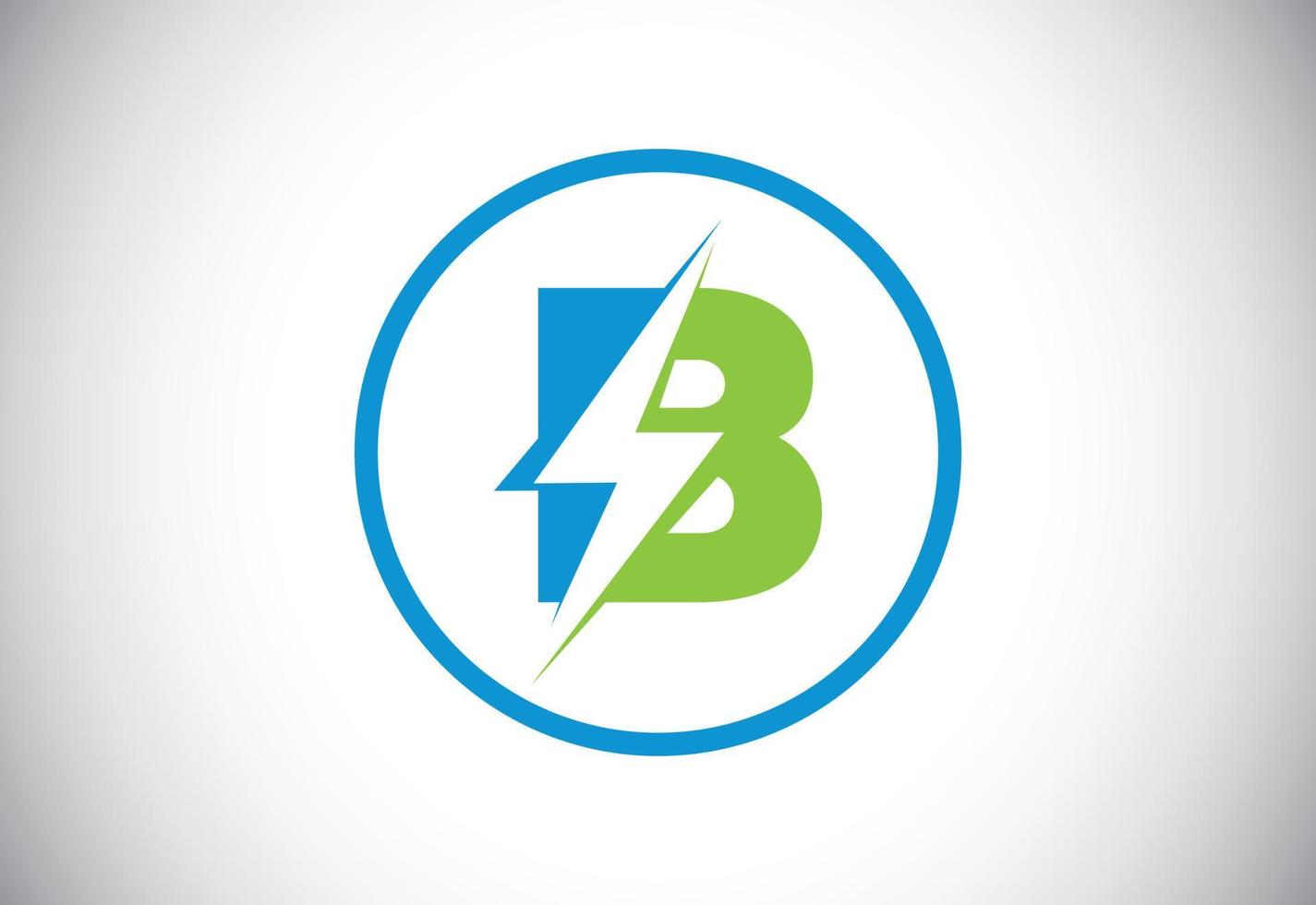 Initial B letter logo design with lighting thunder bolt. Electric bolt letter logo vector