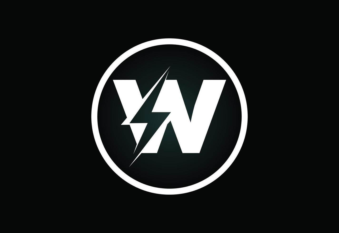 diseño inicial del logotipo de la letra w con rayo de iluminación. vector de logotipo de letra de perno eléctrico