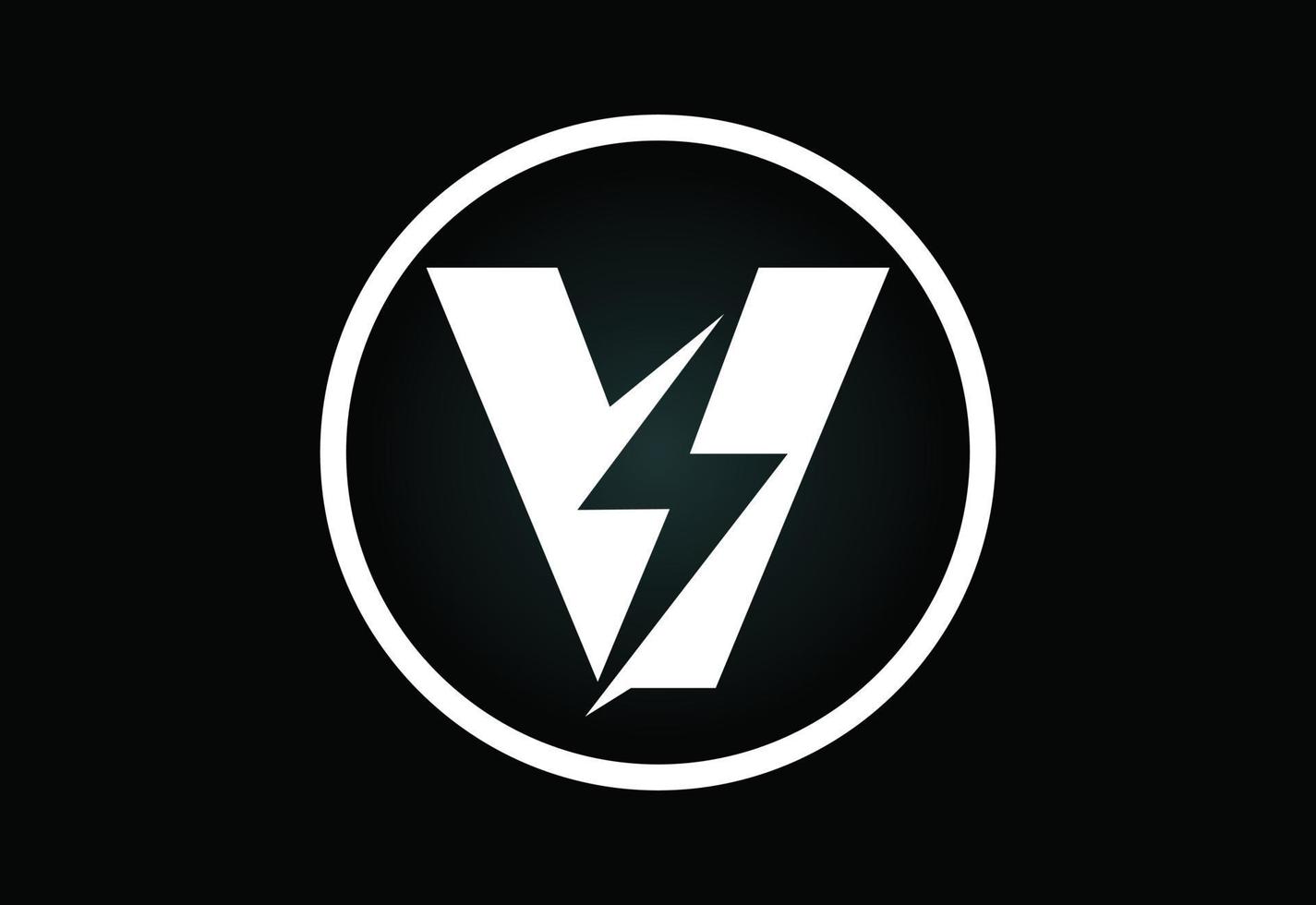 Initial V letter logo design with lighting thunder bolt. Electric bolt letter logo vector