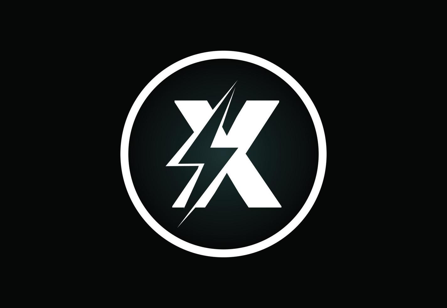 diseño inicial del logotipo de la letra x con rayo de iluminación. vector de logotipo de letra de perno eléctrico