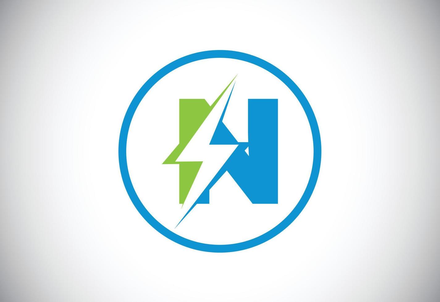 Initial N letter logo design with lighting thunder bolt. Electric bolt letter logo vector