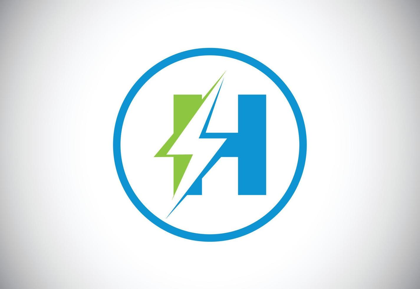 Initial H letter logo design with lighting thunder bolt. Electric bolt letter logo vector