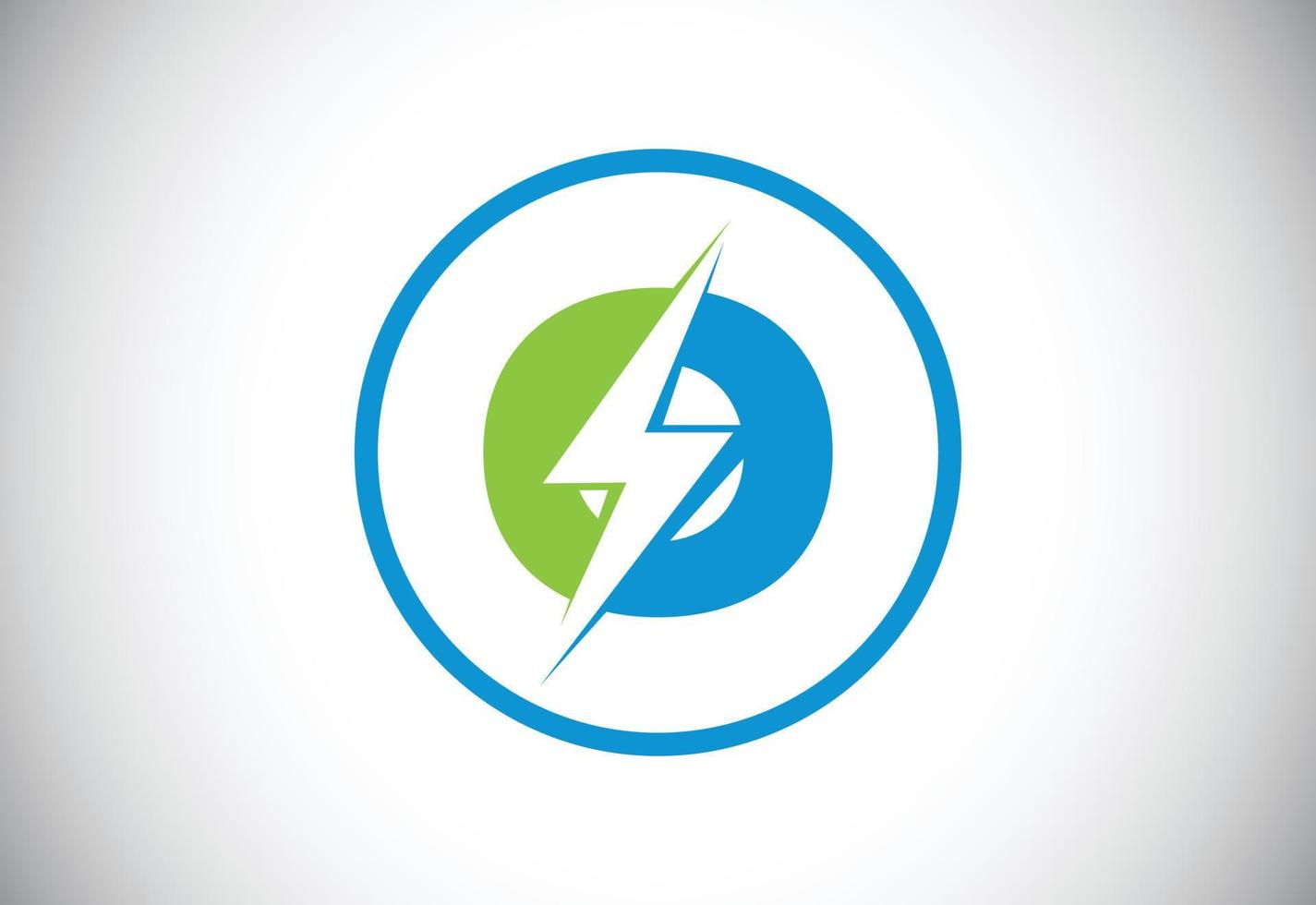 Initial O letter logo design with lighting thunder bolt. Electric bolt letter logo vector