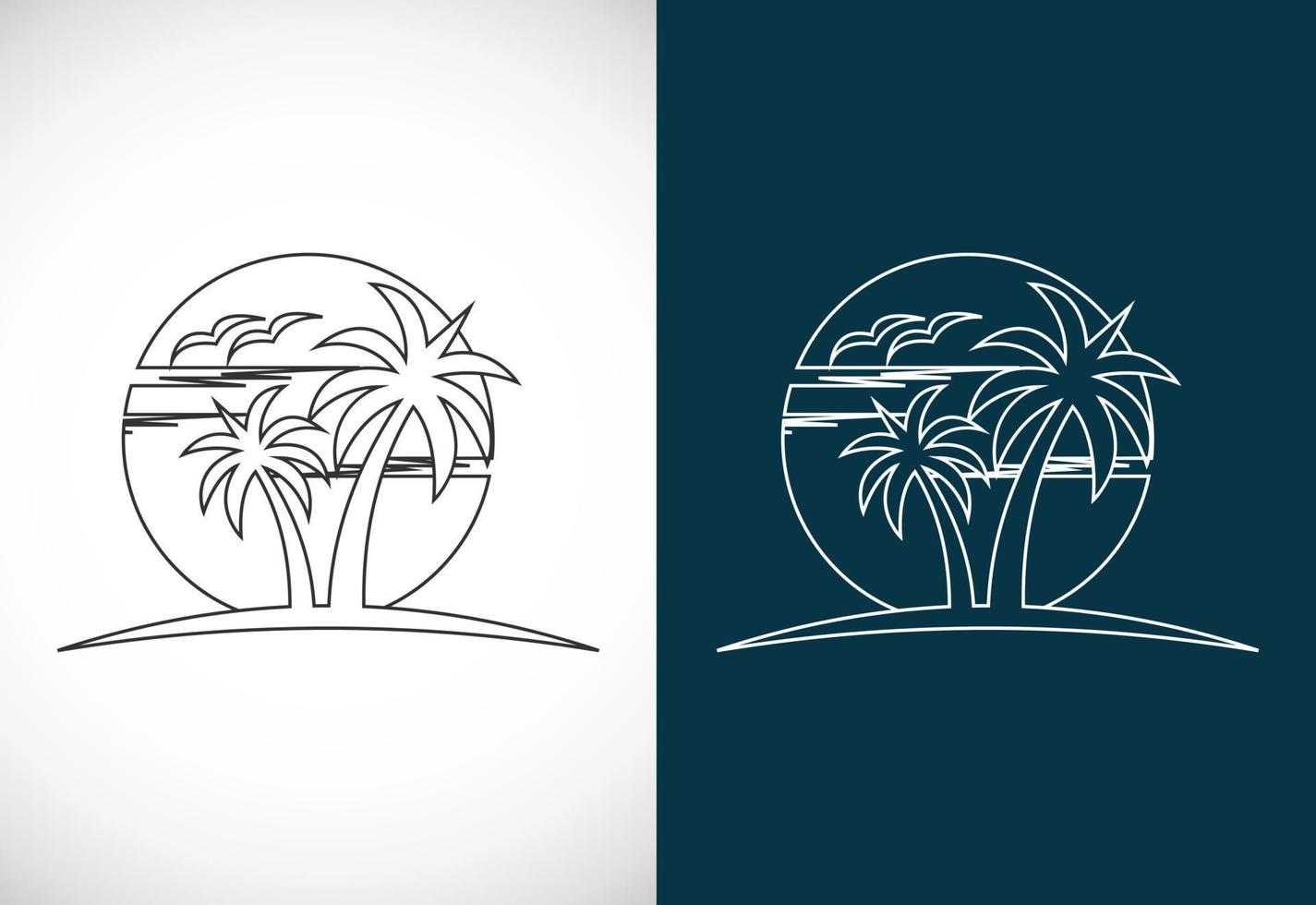 diseño de logotipo de arte de línea de playa tropical único y moderno simple ilustración vectorial vector