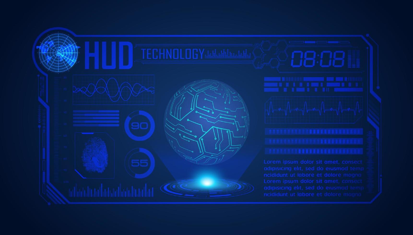 Blue Modern HUD Technology Screen Background vector