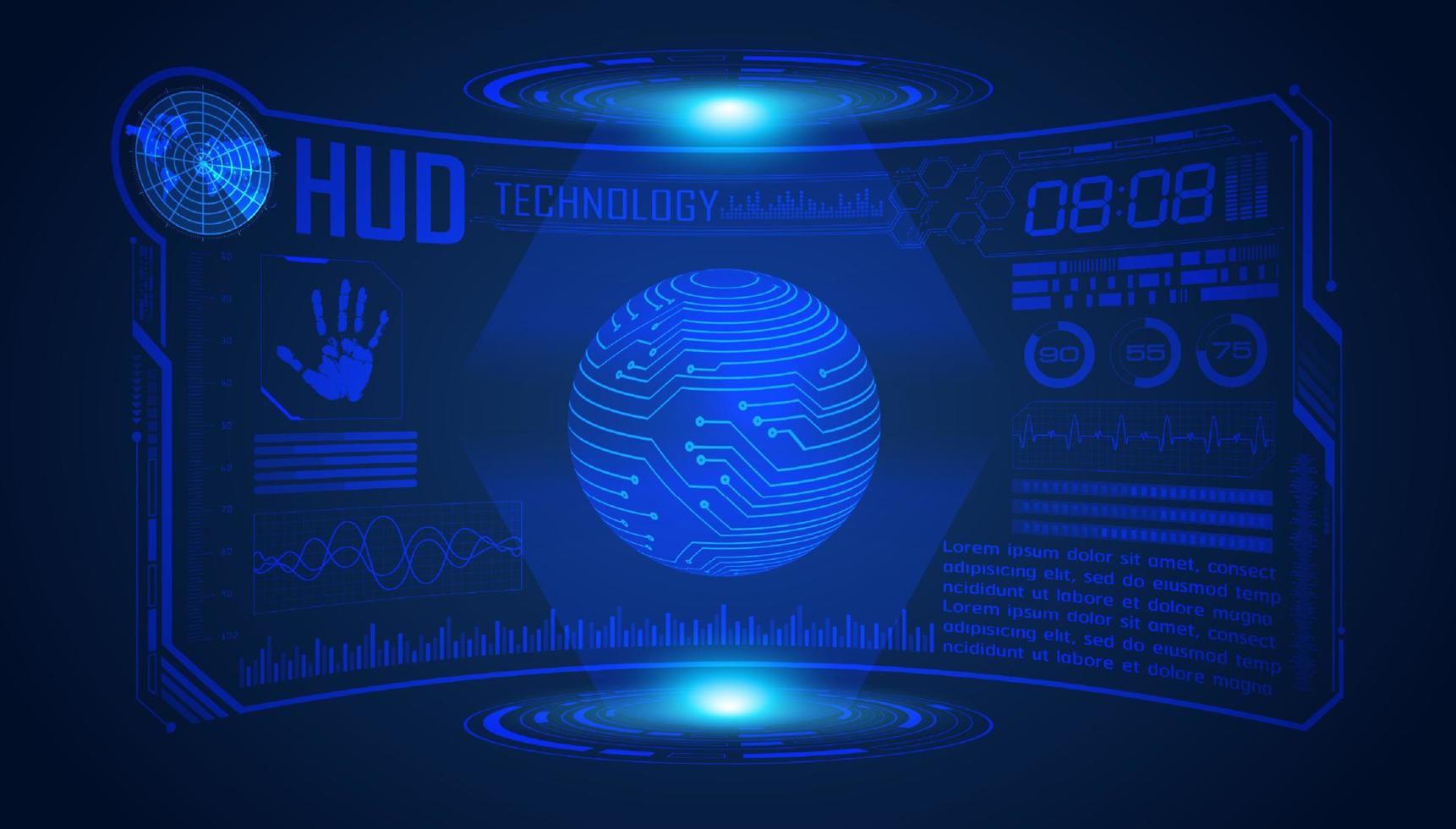 Blue Modern HUD Technology Screen Background vector