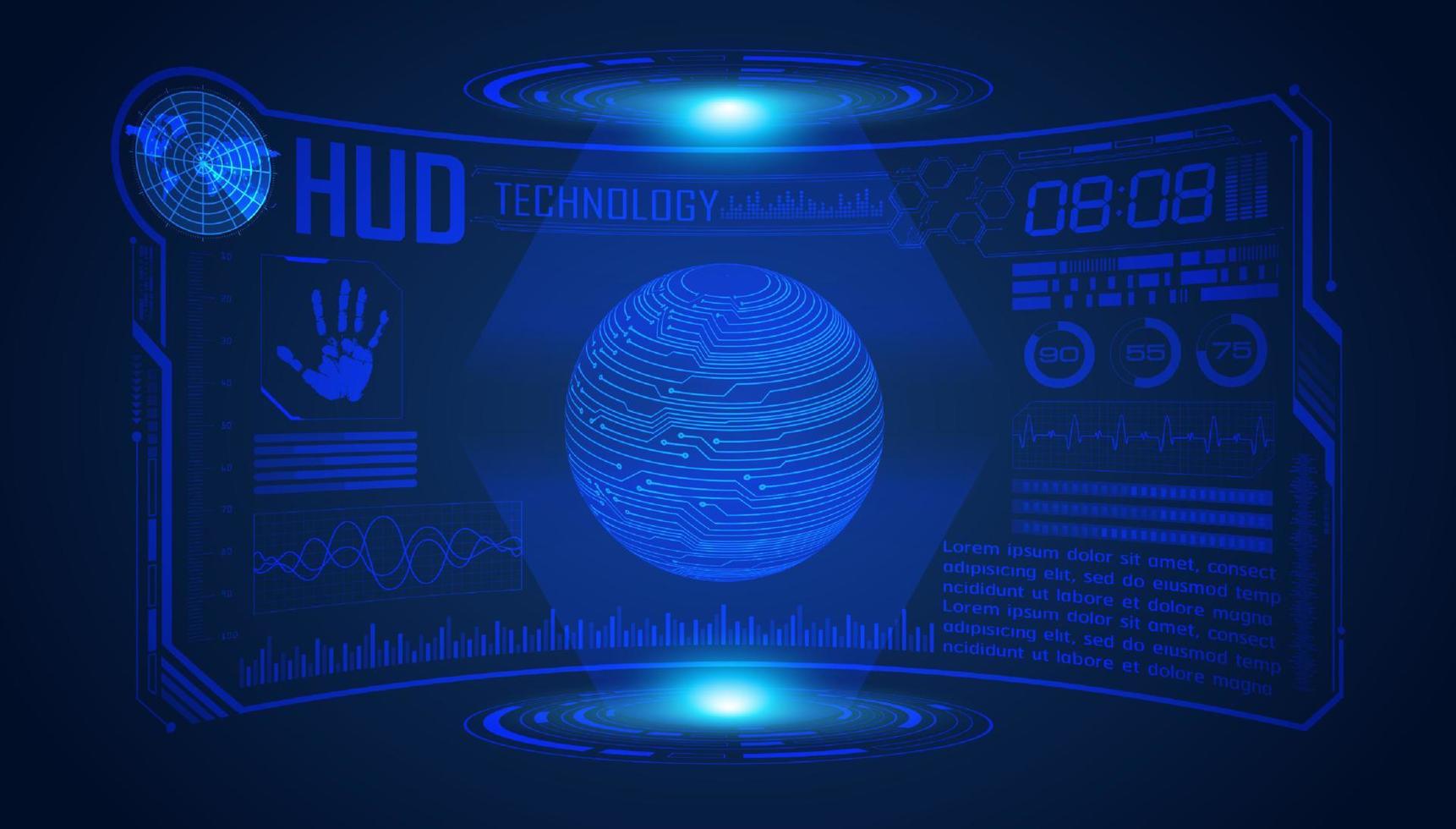 fondo de pantalla de tecnología hud moderna azul vector