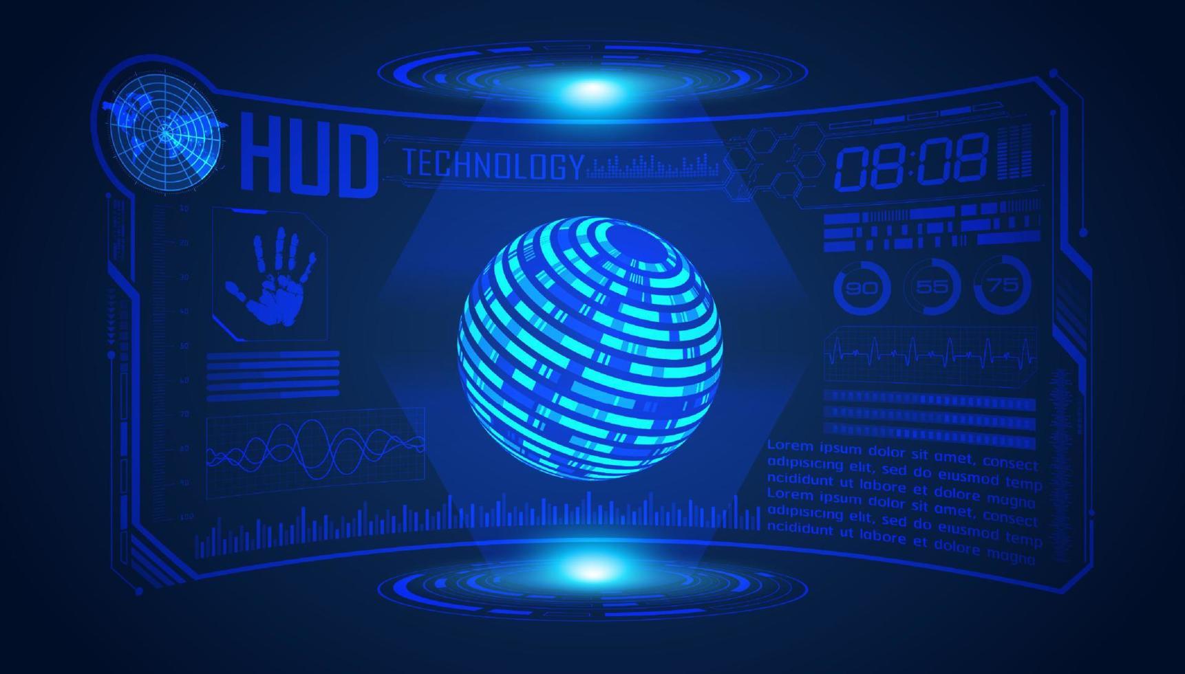 Blue Modern HUD Technology Screen Background vector