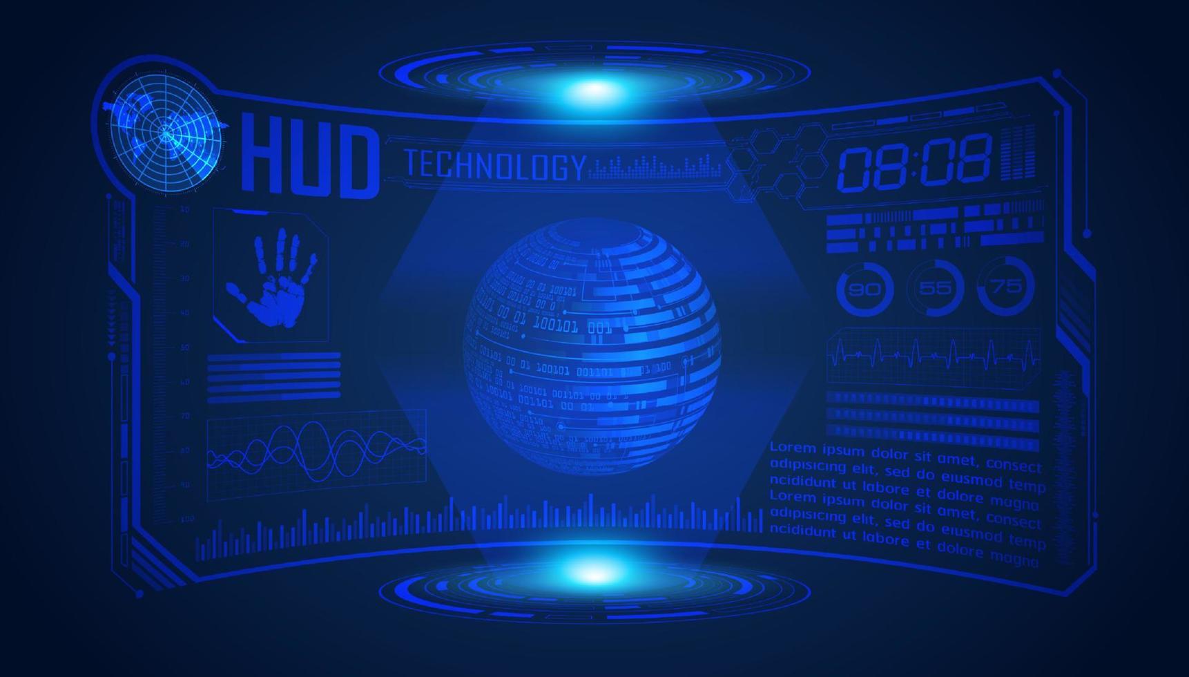 Blue Modern HUD Technology Screen Background vector