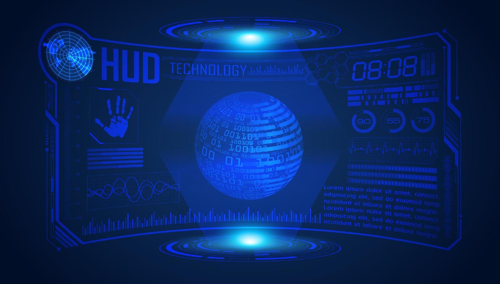 Blue Modern HUD Technology Screen Background vector