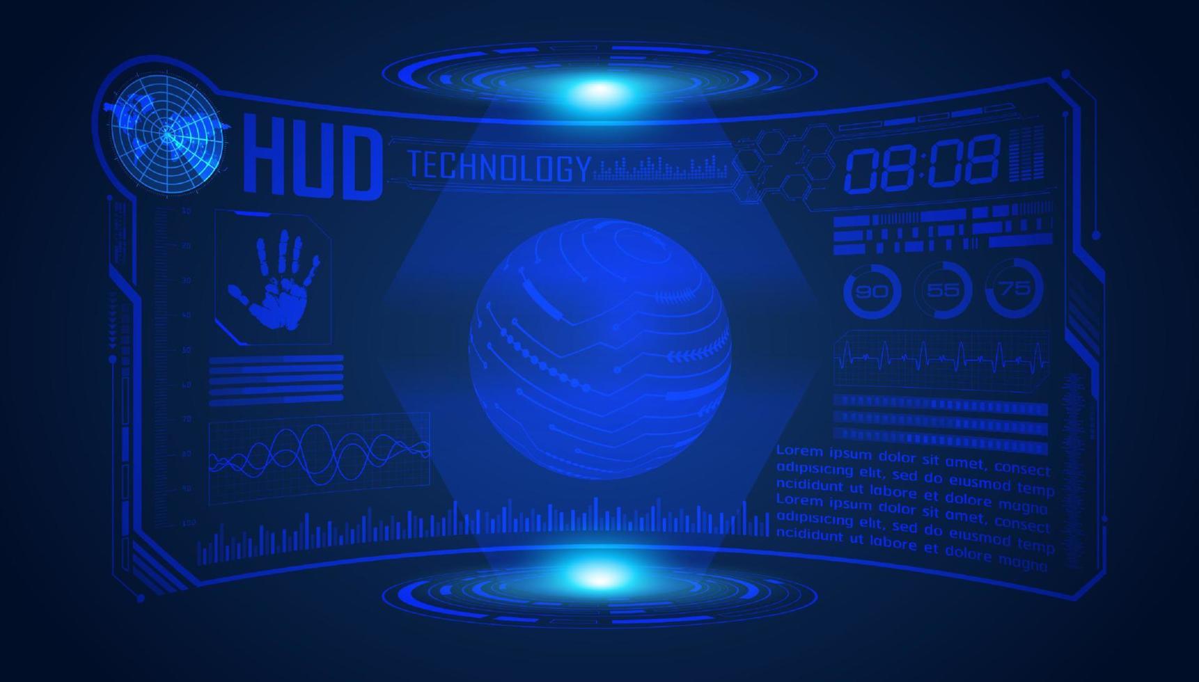 fondo de pantalla de tecnología hud moderna azul vector