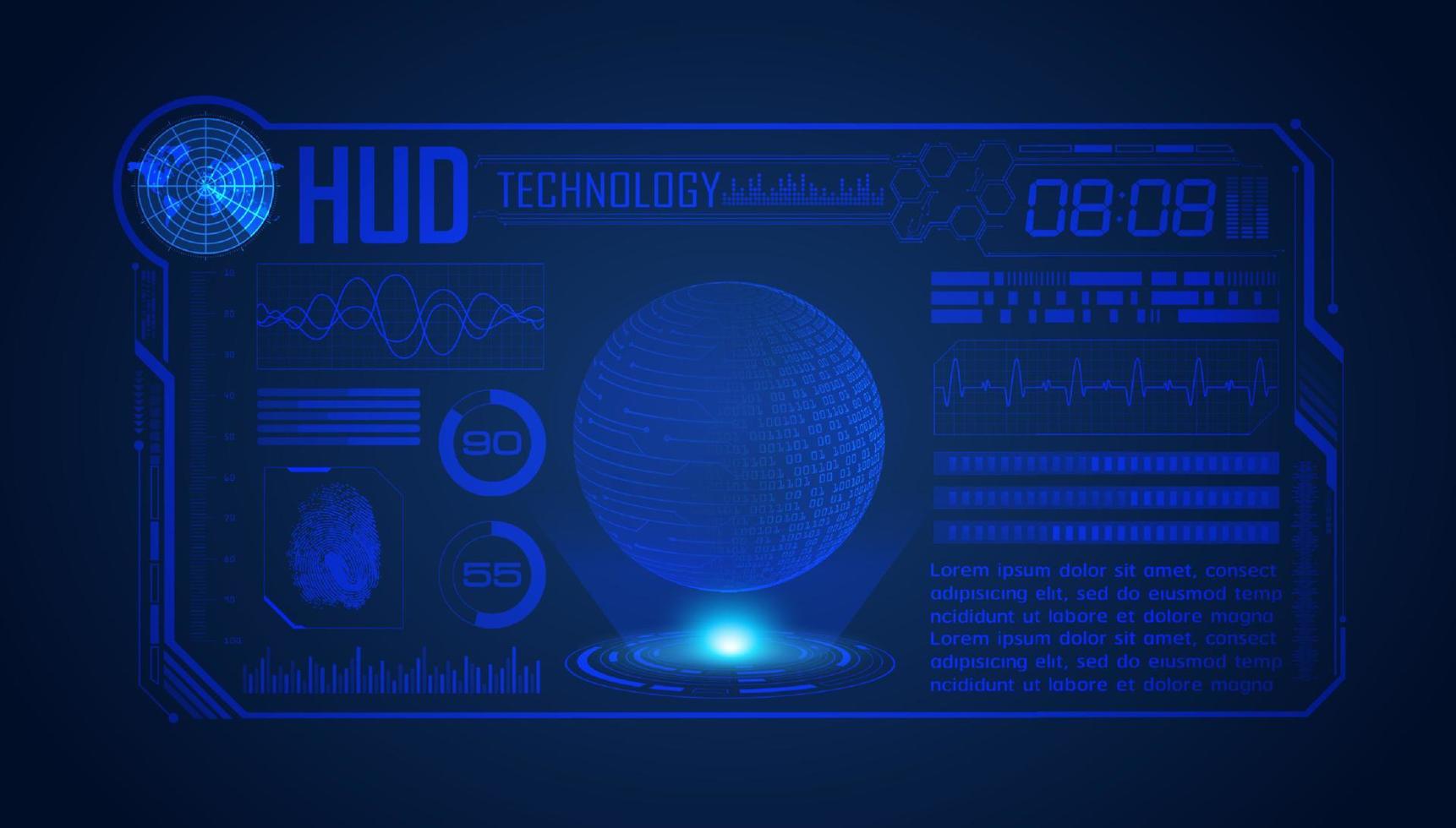 Blue Modern HUD Technology Screen Background vector