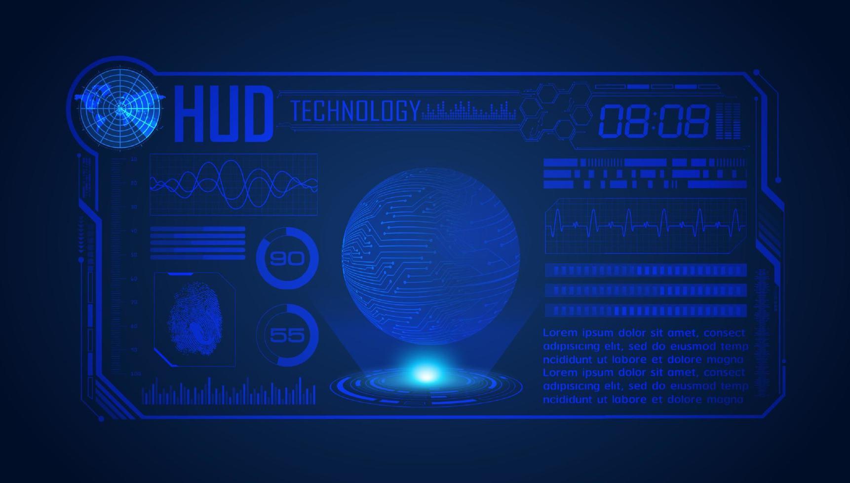 Blue Modern HUD Technology Screen Background vector